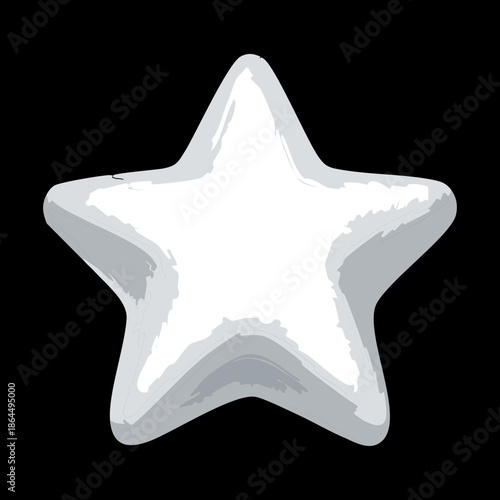 realistic silver star icon for premium membership and top player rank in competitive multiplayer mobile game