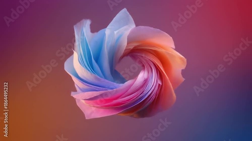 Pastel tissue paper flowing and wrapping abstract object soft artistic motion