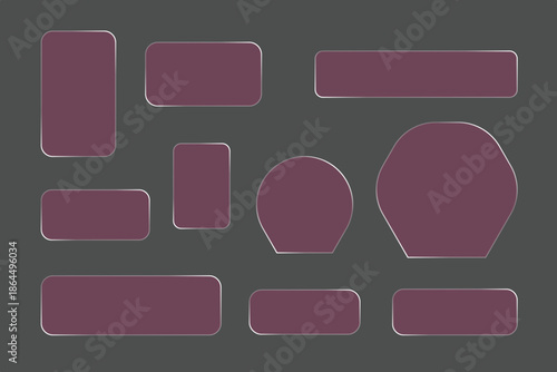 Modern Rounded UI Cards and Button Shapes Set