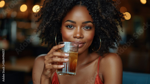 woman drinking a glass of red wine