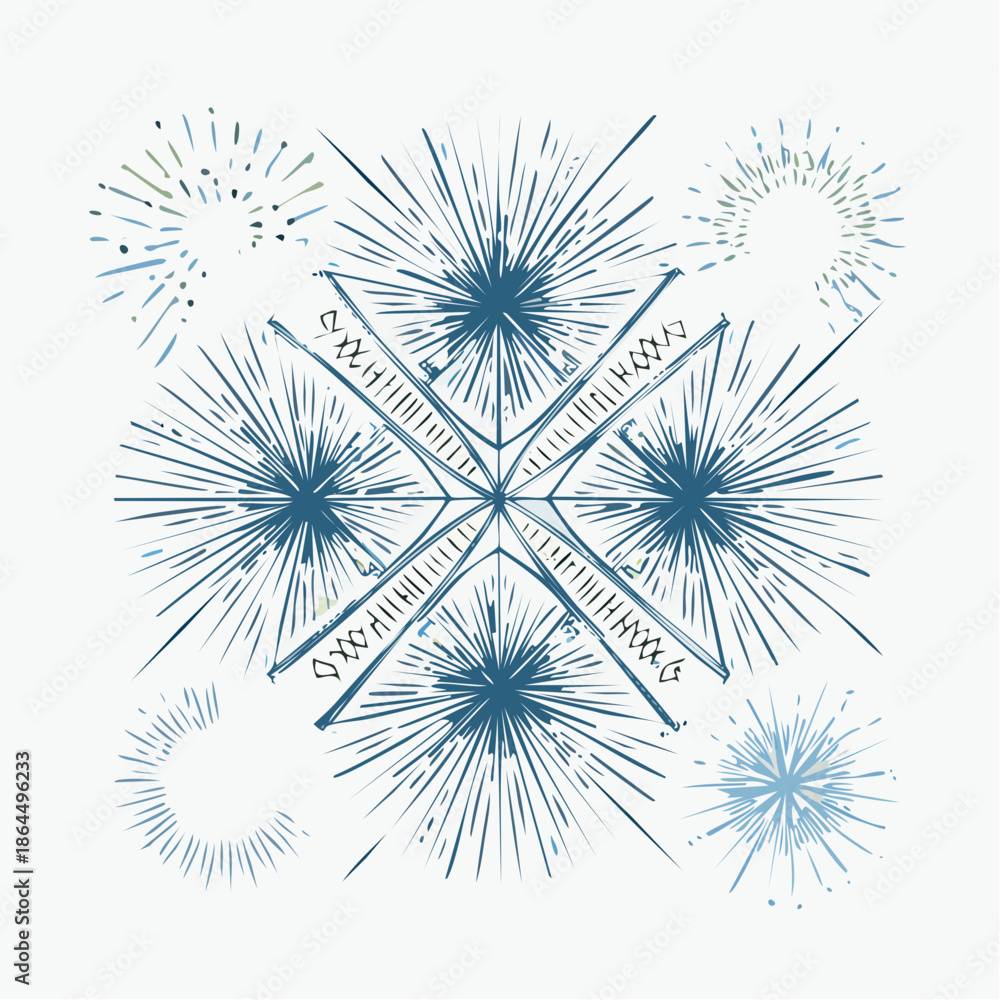 Obraz premium Vibrant blue firework explosion in dynamic geometric pattern