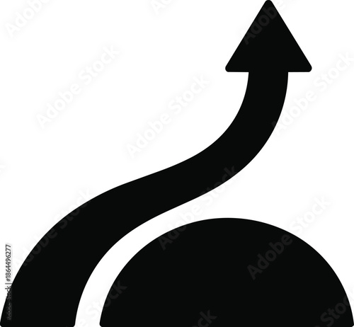 Upward curved arrow icon indicating progress, growth, or a positive trend