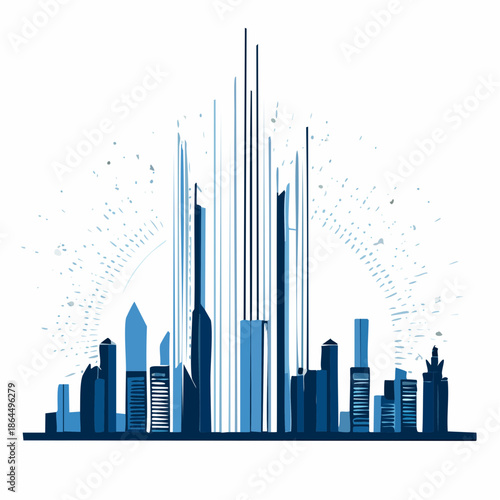 Modern cityscape with sleek skyscrapers and urban landscape