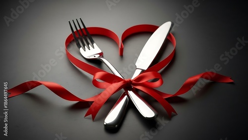 Romantic dinner setup with fork and knife