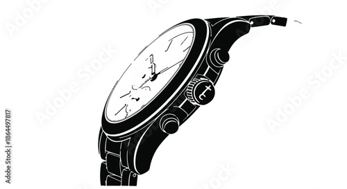 Sleek, modern wristwatch with a classic dial and metal band, captured in profile.