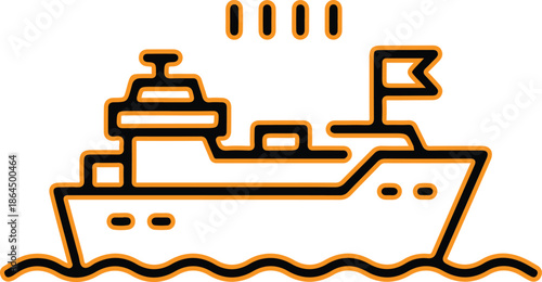 Vector illustration of a military ship on white background