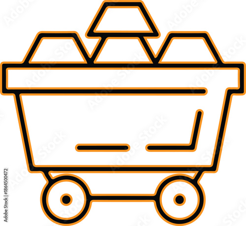 Mining cart with ore vector icon