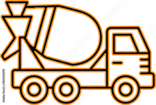 Cement mixer truck vector icon