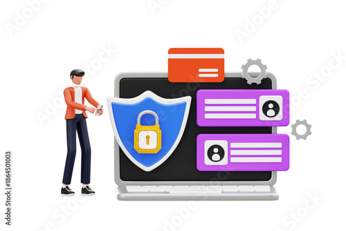 Cyber security data protection and user privacy 3d illustration