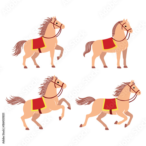 Horse Illustration Collection in Flat Style