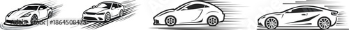 Car speed outline icon showing motion dynamic vehicle silhouette bold black line transportation concept
