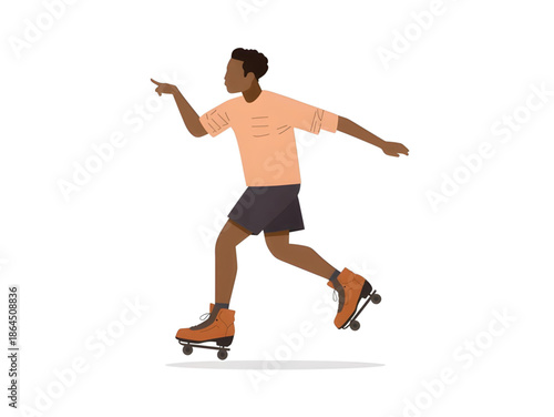 Faceless Roller Skating Character 