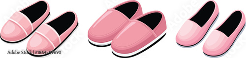 Pink home slippers cartoon illustration cozy indoor footwear comfort lifestyle design