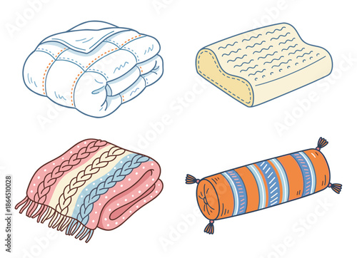 Cozy Home Bedding Items Set Featuring Folded Blanket Memory Foam Pillow Knitted Throw and Bolster for Comfortable Sleep