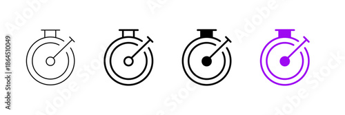 Set of minimalist stopwatch icons with transparent background, measuring time, deadlines, and speed for user interfaces, web, and app designs, vector illustration