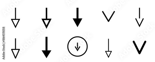 Various styles of down arrow