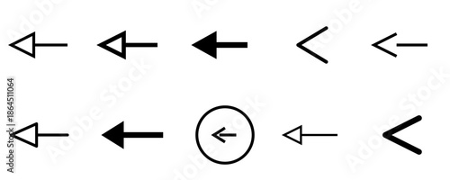 Various styles of left arrow