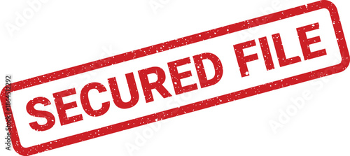Grunge textured stamp with the words secured file indicating data protection or official document status for digital resources