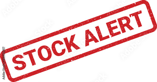 Grungy rectangular stamp icon with STOCK ALERT text indicating a critical inventory or market status