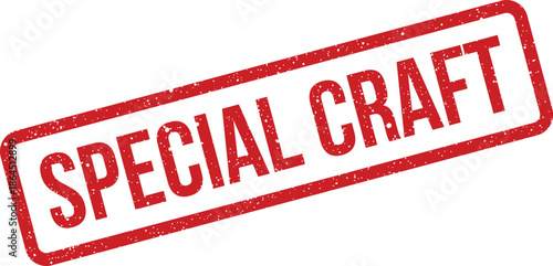 Grungy rectangular stamp with a textured appearance indicating a unique special craft design for handmade goods