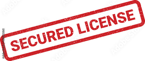 Grungy red stamp graphic stating Secured License for official permits and authorized legal documentation verification