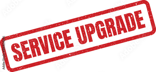 Grungy textured rectangular stamp illustration displaying the prominent message Service Upgrade in a distinct uppercase font for system or feature enhancements