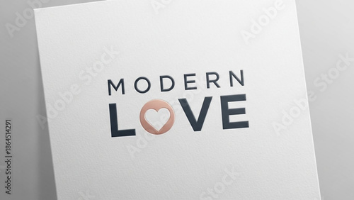 Modern love concept with heart symbol on white card, romantic gesture, affection