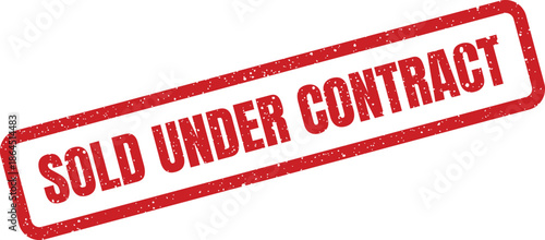 Official looking rectangular stamp effect showing a property or item has entered a legally binding agreement and is currently under a purchase contract