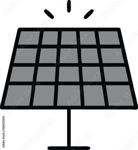 A simple drawing of a solar panel capturing sunlight for renewable energy generation