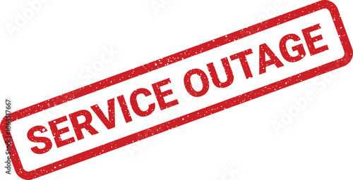 Rectangular red rubber stamp mark with Service Outage text, ideal for status alerts or system notification graphics