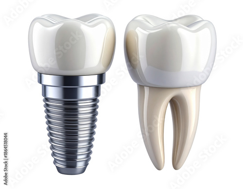 Tooth Pair and Implant Structure Graphic Set, isolated on transparent background