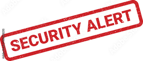 Red distressed rubber stamp icon displaying important security alert message for digital notifications