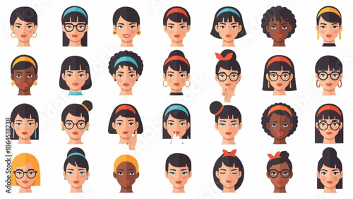 Diverse Collection of Womens Faces - A Celebration of Feminine Beauty.