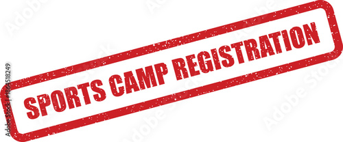 Red distressed rubber stamp illustration for enrolling in an athletic program or youth sports activity