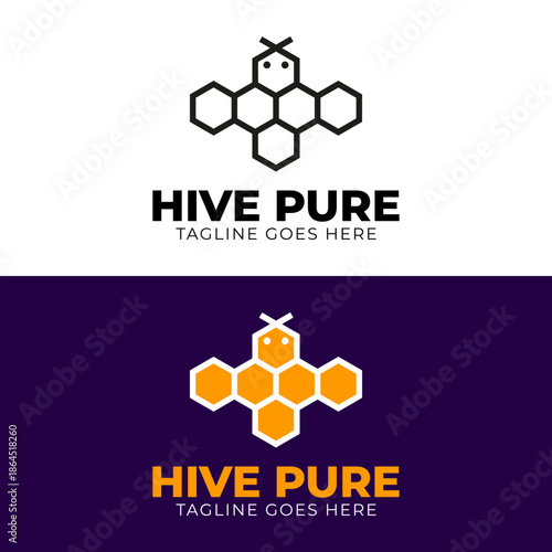 Modern Honeycomb Hive Pure Logo Design 