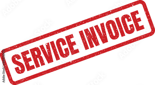 Red distressed service invoice rubber stamp for financial documents and business records processing
