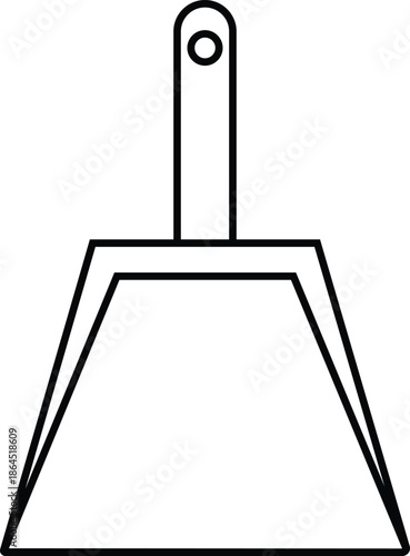 A line drawing of a dustpan with a handle