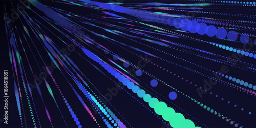 Abstract futuristic multicolored streaks moving on a dark cyberspace. Concept for motion, speed and technology.