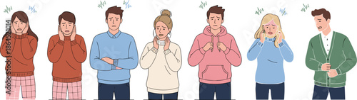 People Experiencing Stress Anxiety And Emotional Distress Set Showing Worried Depressed And Overwhelmed Emotions Flat Vector Illustration