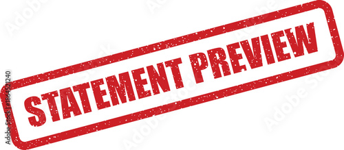 Red grunge rubber stamp mark displaying statement preview text for document review and temporary status