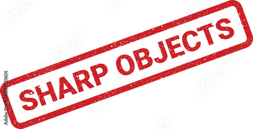 Wallpaper Mural Red grunge rubber stamp vector with SHARP OBJECTS text for caution and safety warnings Torontodigital.ca
