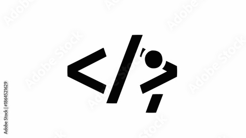 Black and White Coding Symbol - A Minimalist Design for Programmers.