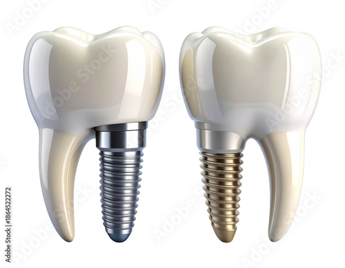 Dental Implant System With Double Tooth Illustration Bundle, isolated on transparent background