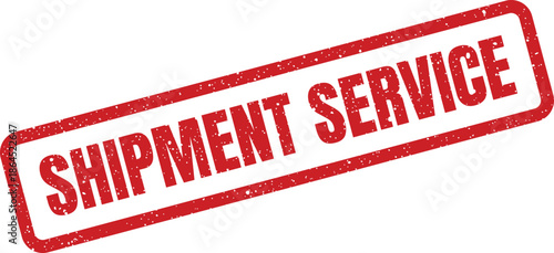 Red rectangular rubber stamp impression signifying an active shipment service status for logistical processes
