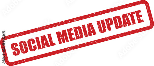 Red rectangular rubber stamp texture displaying social media update text, indicating new features or latest platform changes