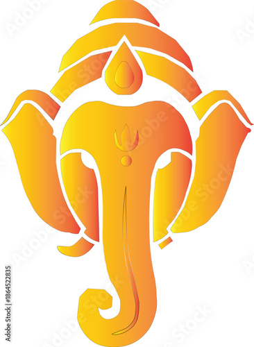 Stylized orange and yellow gradient illustration of Lord Ganesha's head, a Hindu deity, depicted in a minimalist and modern artistic style.