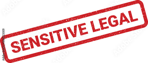 Red rectangular textured stamp prominently featuring SENSITIVE LEGAL in uppercase, marking documentation with legal implications