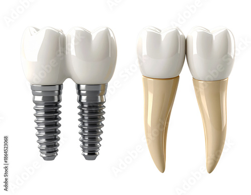 Dental Implant With Two Tooth Models Duo, isolated on transparent background  