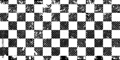 Racing flag sport background horizontal grunge checkered pattern vector design with empty space