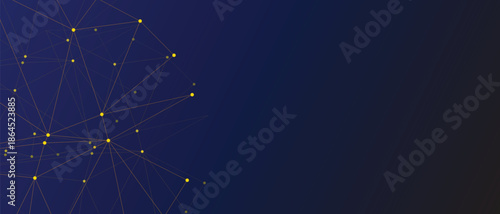 Abstract dark blue network connection background with glowing nodes and lines
